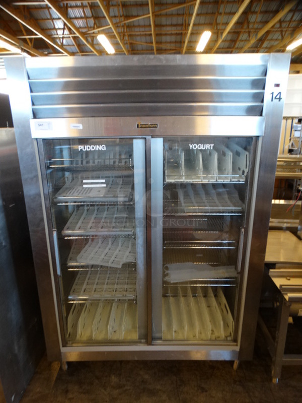 WOW! Traulsen Model RHT226WPUT-FSL Stainless Steel Commercial 2 Door Reach In Cooler Merchandiser. 115 Volts, 1 Phase. 58x27x83. Tested and Powers On But Does Not Get Cold 