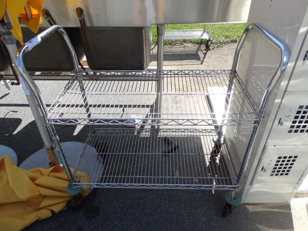Chrome Finish 2 Tier Cart on Commercial Casters. 36x18x37