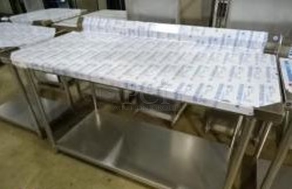 BRAND NEW IN BOX! Blue Air Model EW-3072-SG Stainless Steel Commercial Work Table w/ Backsplash. Stock Picture Used As Gallery Shot. 72x30x34