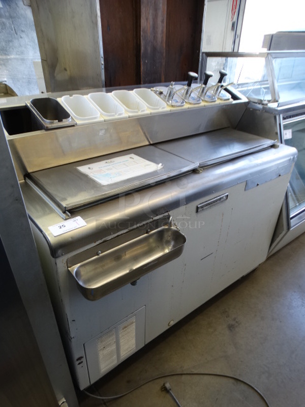GREAT! Kelvinator Stainless Steel Commercial Ice Cream Dipping Cabinet w/ Bar Topping Rail and 2 Sliding Lids. 54x35x49. Tested and Does Not Power On