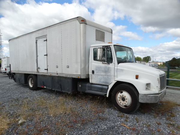 1999 Freightliner Model FL60 26' Box Truck w/ 3 Lower Storage Boxes on Each Side and Side Door and Aluminum Liftgate. Was Used as a Prop Truck for Movie Production Before We Purchased It But We Are Downsizing Our Fleet. Rear Door Opening Is 86Wx91H. VIN 1FV3GFAC8XH914369. Odometer Reads 179,169. Title Is Free and Clear. Vehicle Runs and Drives! See Lots 2-3 For Additional Pictures!