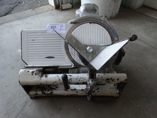 NICE! Globe Metal Commercial Countertop Meat Slicer w/ Blade Sharpener. 24x22x18. Tested and Does Not Power On