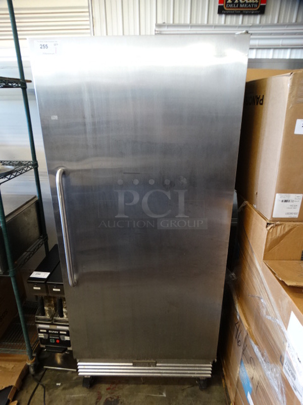 NICE! Frigidaire Stainless Steel Commercial Single Door Reach In Cooler on Commercial Casters. 32x30x75. Tested and Working!