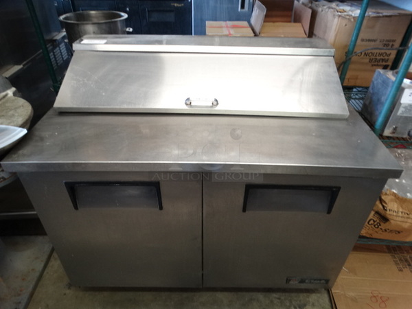 GREAT! 2008 True Model TSSU-48-12 Stainless Steel Commercial Sandwich Salad Prep Table Bain Marie Mega Top on Commercial Casters. 115 Volts, 1 Phase. 48x30x42. Tested and Working!