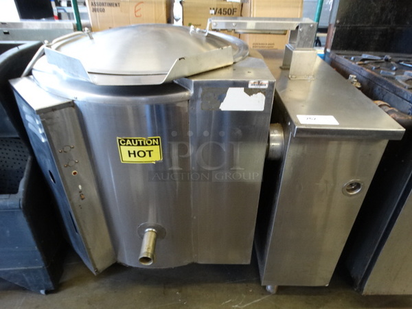 GORGEOUS! Groen Model DCEE/3-40 Stainless Steel Commercial Floor Style Electric Powered 40 Gallon Steam Kettle. 208 Volts, 3 Phase. 45x33x43