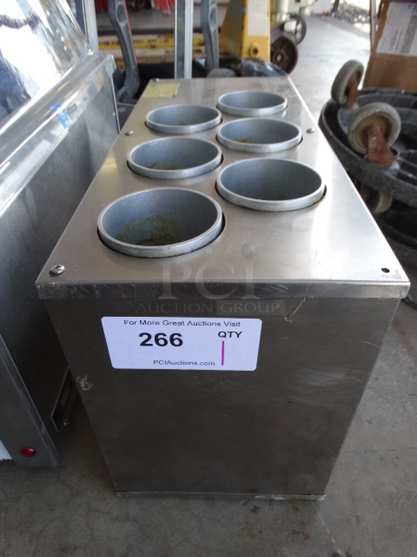 Stainless Steel Commercial 6 Well Refrigerated Topping Chiller. 20x8.5x11.5. Tested and Does Not Power On