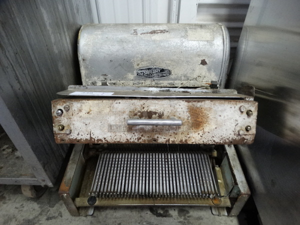 The Safeway Metal Commercial Countertop Bread Loaf Slicer. 22x22x17. Cannot Test - Unit Has Exposed Live Wires
