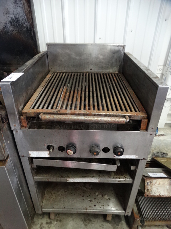 NICE! Stainless Steel Commercial Gas Powered Charbroiler Grill. 24x29x43