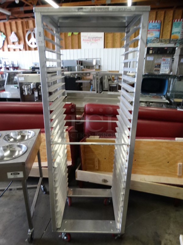 Metal Commercial Pan Transport Rack on Commercial Casters. 26.5x23.5x76