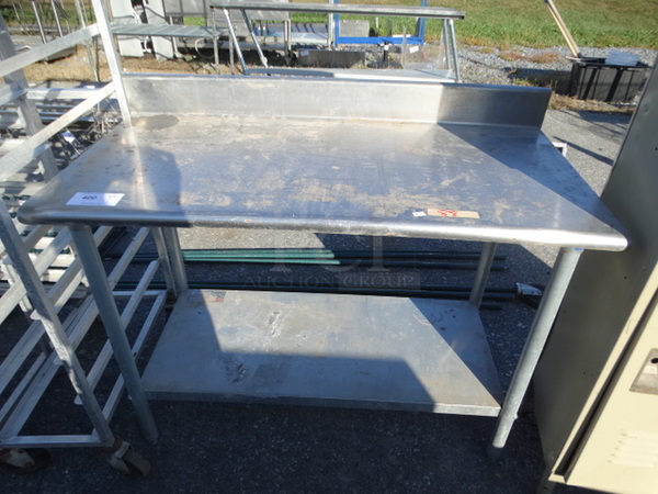 Stainless Steel Table w/ Backsplash and Undershelf. 48x24x40
