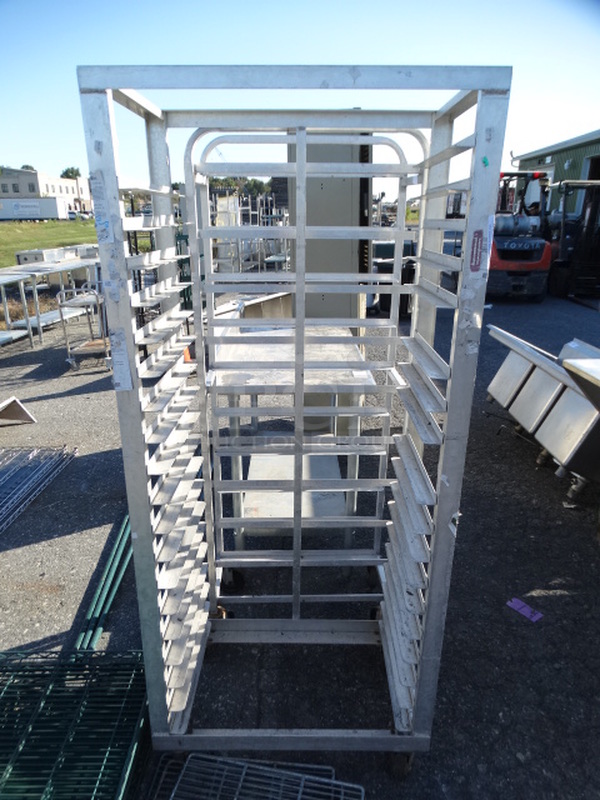 Metal Commercial Pan Transport Rack on Commercial Casters. 30.5x18x68