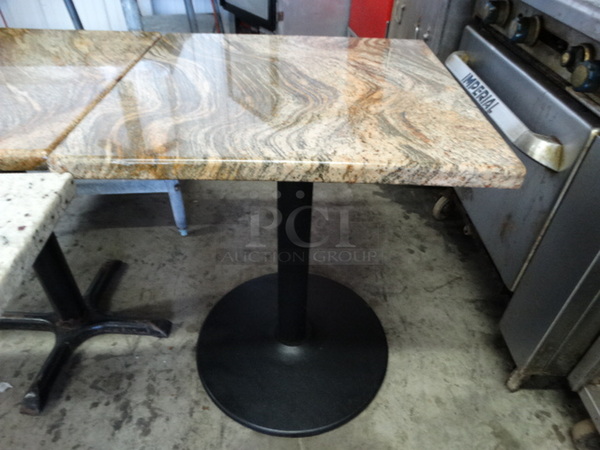 Granite Tabletop on Metal Table Base. 24x24x30
