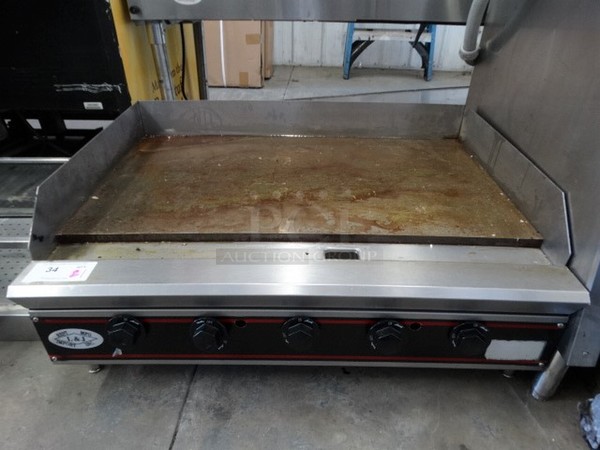 GREAT! L&J Restaurant Manufacturing Stainless Steel Commercial Countertop Gas Powered Flat Top Griddle. 36x27x15