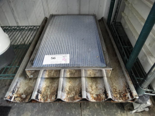 2 Metal Items; Filter and 5 Loaf Perforated Pan. 18x26x1.5, 12x20x2. 2 Times Your Bid!