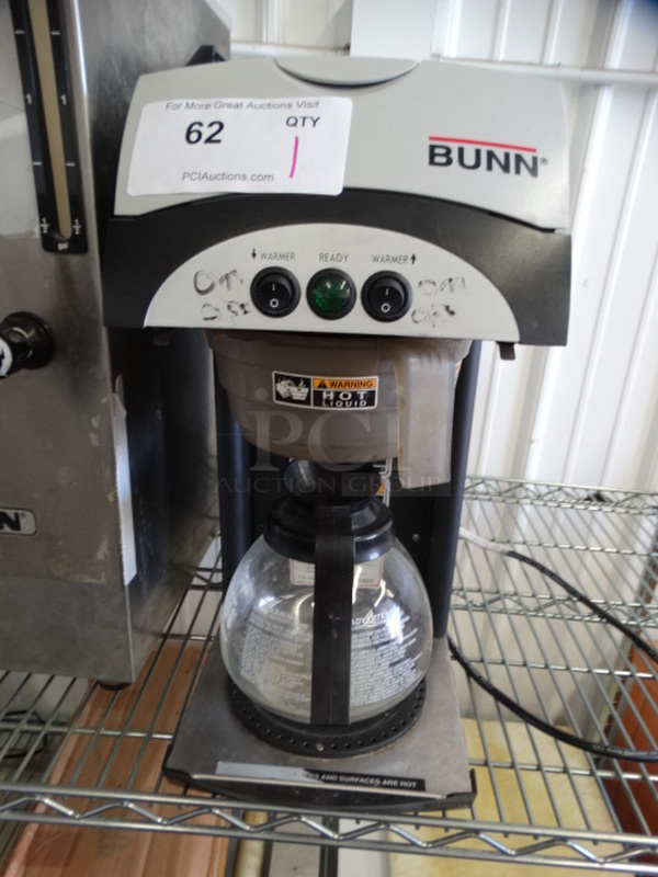 NICE! 2013 Bunn Model 392 Commercial Countertop 2 Burner Coffee Machine w/ Coffee Pot and Poly Brew Basket. 120 Volts, 1 Phase. 8x18x17