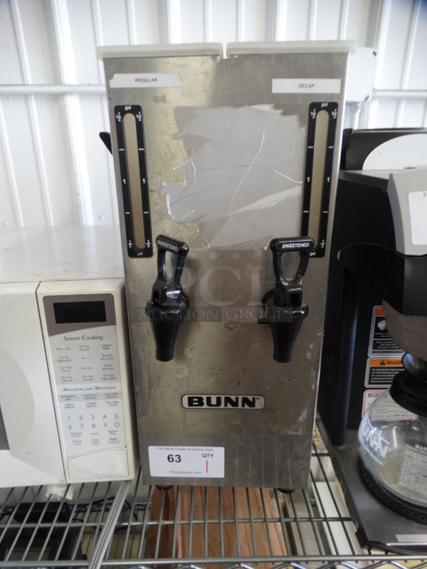 Bunn Stainless Steel Commercial Iced Tea Holder Dispenser w/ 2 Spigots. 12x17x22