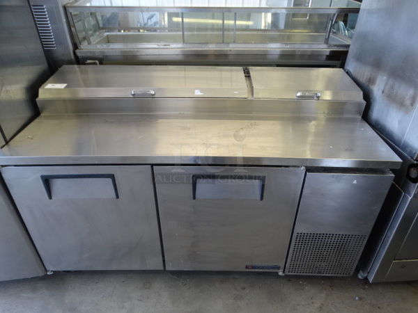 SWEET! 2006 True Model TPP-67 Stainless Steel Commercial Pizza Prep Table on Commercial Casters. 115 Volts, 1 Phase. 67.5x33x41. Tested and Working!