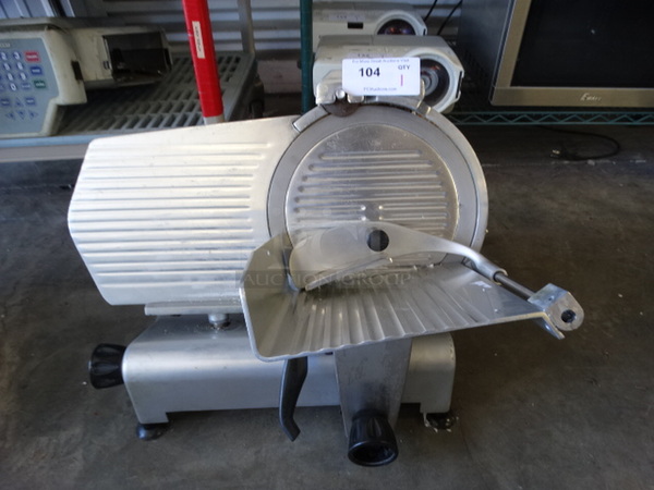 NICE! Avantco Stainless Steel Commercial Countertop Meat Slicer w/ Blade Sharpener. 24x19x18. Tested and Powers On But Blade Does Not Spin