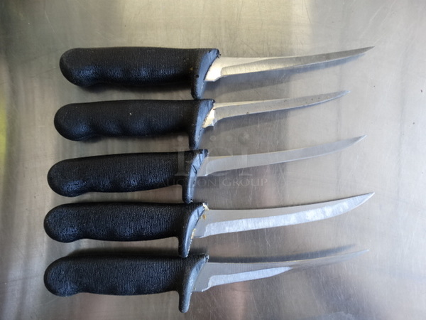 5 SHARPENED Metal Boning Knives. Includes 11