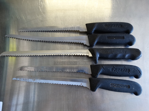 5 SHARPENED Metal Serrated Bread Knives. Includes 12