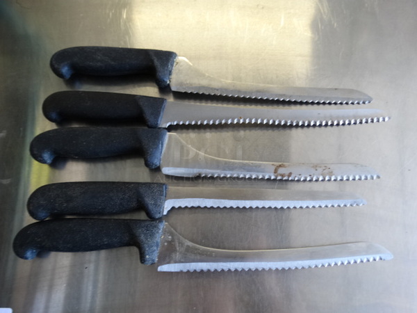 5 SHARPENED Metal Serrated Bread Knives. Includes 14