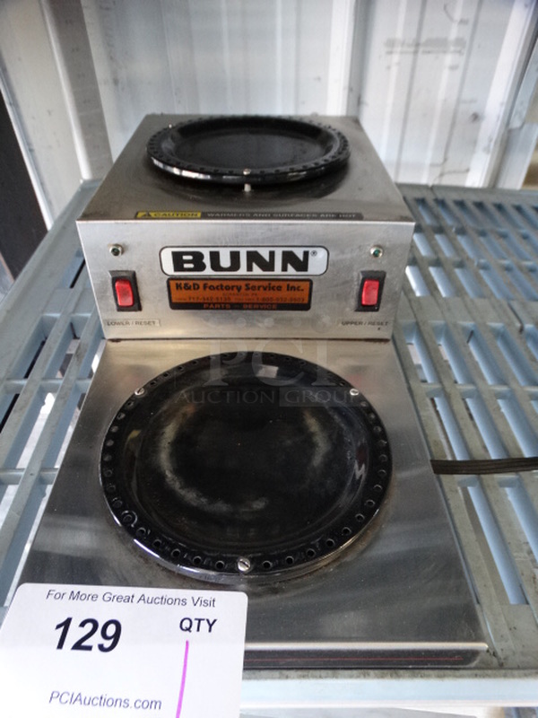 NICE! Bunn Model WL2 Stainless Steel Commercial Countertop 2 Burner 2 Tier Coffee Pot Warmer. 120 Volts, 1 Phase. 8x18x5. Tested and Working!