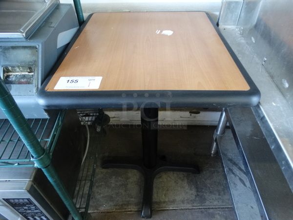 Wood Pattern Table on Black Metal Table Base. 24x20x30