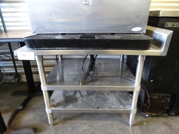 Stainless Steel Commercial Table w/ Backsplash and 2 Undershelves. 36x30x33
