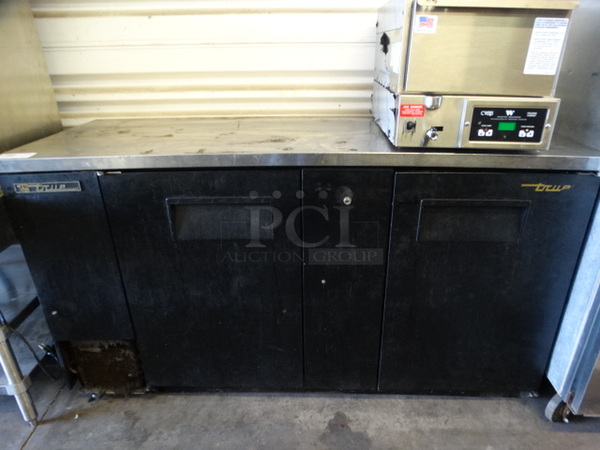 NICE! True Model TBB-3 Stainless Steel Commercial 2 Door Back Bar Cooler. 115 Volts, 1 Phase. 69x27x38. Tested and Powers On But Does Not Get Cold 