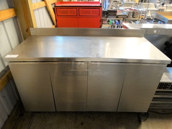 Stainless Steel Commercial 4 Door Counter w/ Backsplash on Commercial Casters. 60x26x40