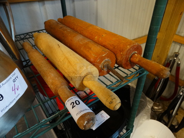 4 Wood Pattern Rolling Pins. Includes 3.5x3.5x26. 4 Times Your Bid!