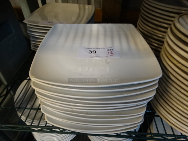 13 White Ceramic Square Plates. 10.5x10.5x1. 13 Times Your Bid!