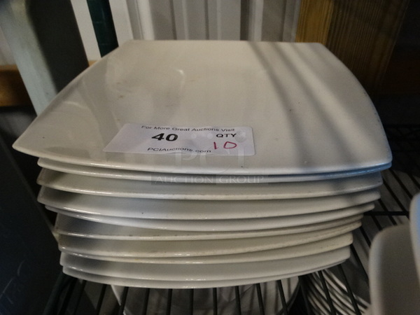 10 White Ceramic Square Plates. 10.5x10.5x1. 10 Times Your Bid!