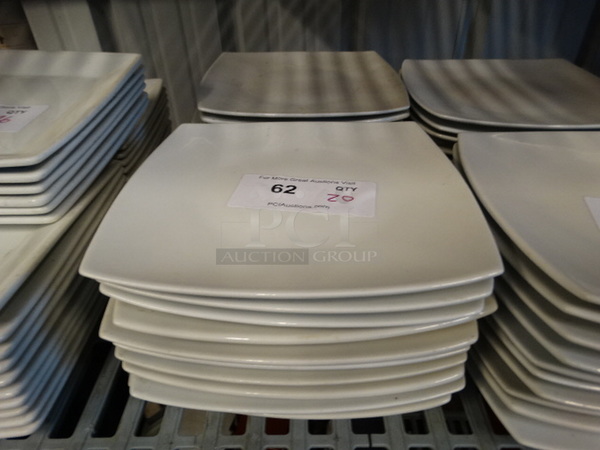 20 White Ceramic Square Plates. 9.5x9.5x1. 20 Times Your Bid!