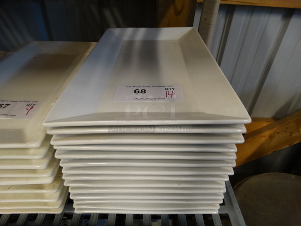 14 White Ceramic Rectangular Plates. 16x9x1. 14 Times Your Bid!