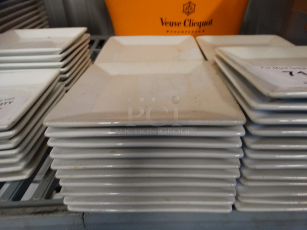 21 White Ceramic Square Plates. 5x5x1. 21 Times Your Bid!