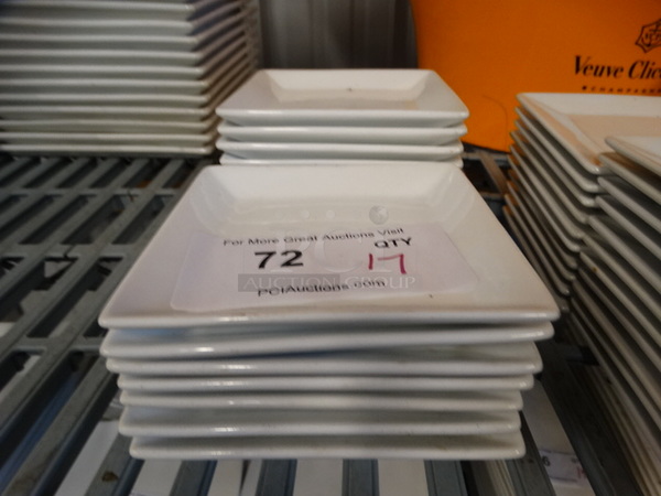 17 White Ceramic Square Plates. 5x5x1. 17 Times Your Bid!