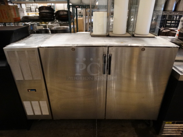 NICE! Krowne Model BS60L-SNS-LR Stainless Steel Commercial Undercounter Back Bar Cooler w/ 2 Doors on Commercial Casters. 115 Volts, 1 Phase. 60x26x41. Tested and Powers On But Does Not Get Cold 
