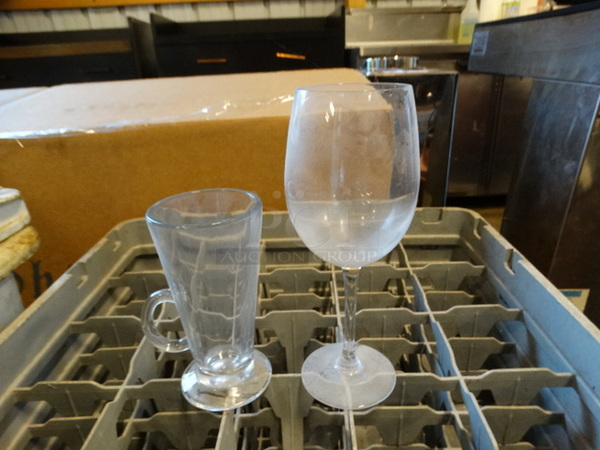 ALL ONE MONEY! Lot of 2 Dish Caddies of Various Glasses Including Stemmed Glassware. 39 Glasses Total. Includes 3x3x8.5, 4x3x6