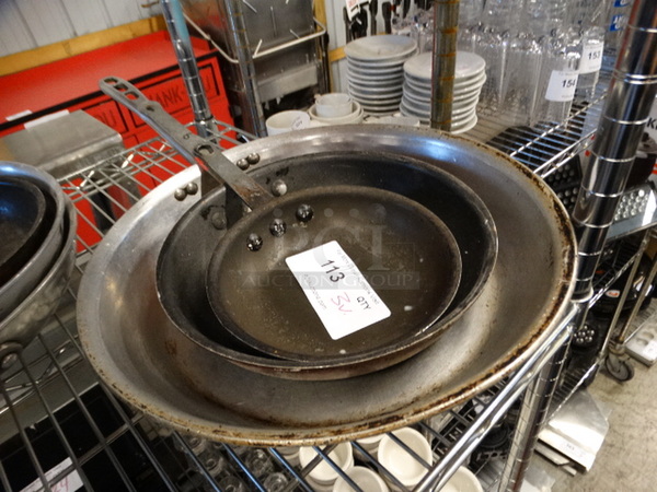 3 Metal Skillets. Includes 25x15x3. 3 Times Your Bid!