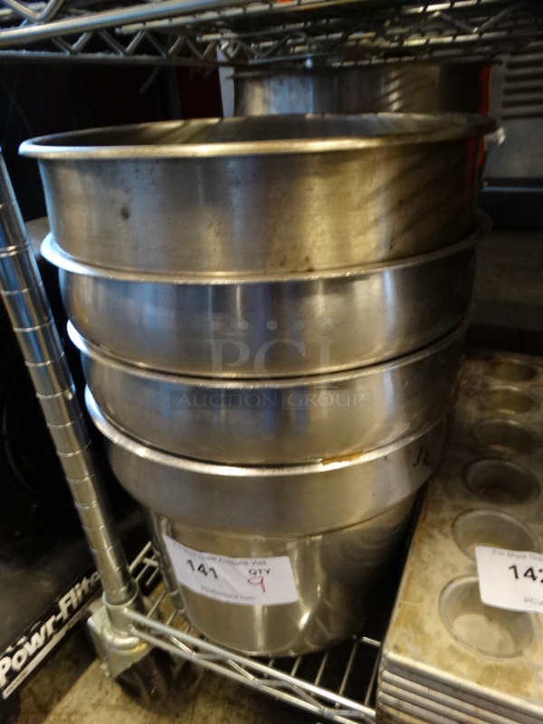 9 Stainless Steel Cylindrical Bins. 11x11x9. 9 Times Your Bid!
