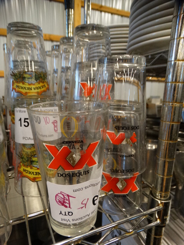 15 Dos Equis Beverage Glasses. 3.5x3.5x6. 15 Times Your Bid!
