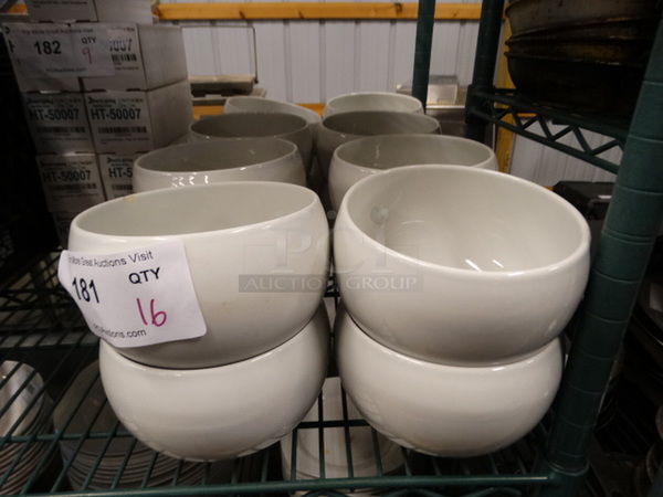 16 White Ceramic Bowls. 6x6x4. 16 Times Your Bid!