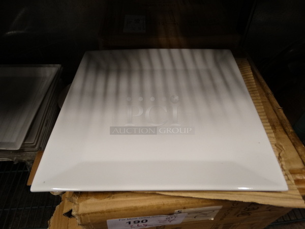 24 BRAND NEW IN BOX! White Ceramic Square Plates. 11.5x11.5x1. 24 Times Your Bid!