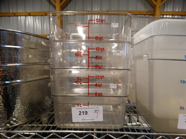 7 Poly Clear 12 Quart Containers. 12x11x8. 7 Times Your Bid!