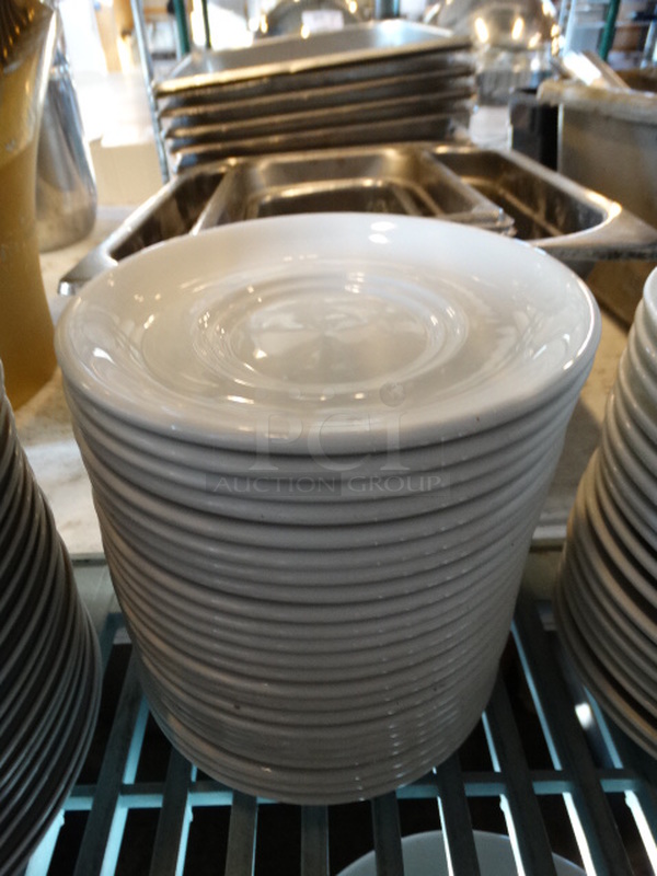 24 White Ceramic Saucers. 6x6x1. 24 Times Your Bid!