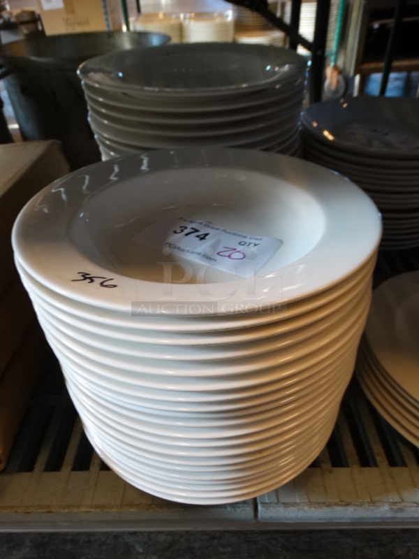 20 White Ceramic Pasta Plates. 9.5x9.5x1.5. 20 Times Your Bid!