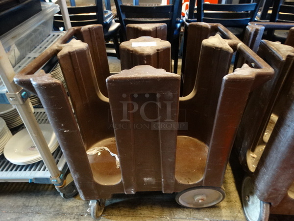 Brown Poly Dish Cart on Commercial Casters. 27.5x33x32