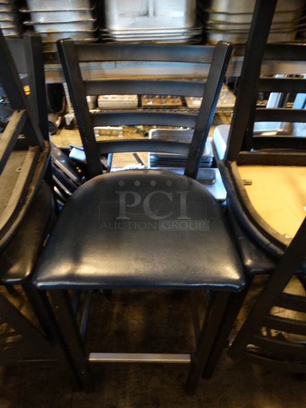 4 Metal Black Bar Height Chairs w/ Black Seat Cushion. Stock Picture - Cosmetic Condition May Vary. 17x18x42. 4 Times Your Bid!