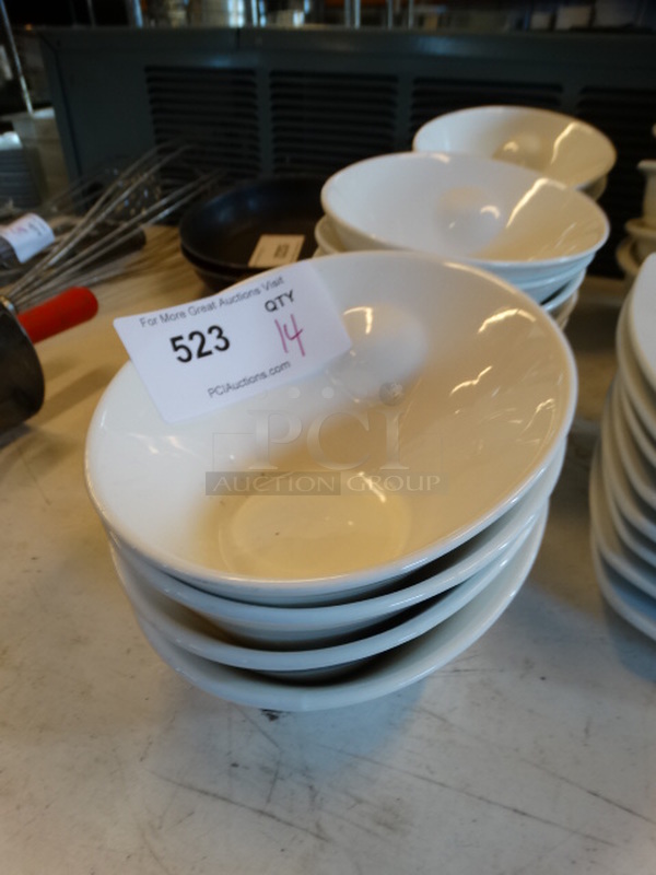 14 White Ceramic Bowls. 7x8x4. 14 Times Your Bid!